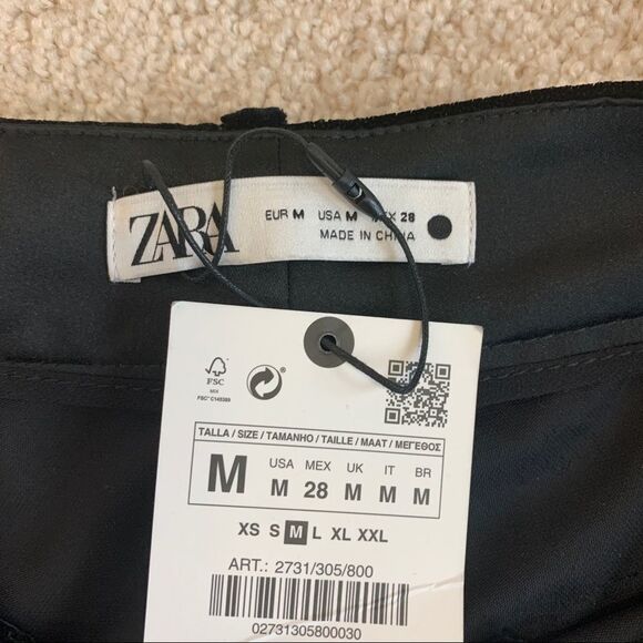 Zara black velvet high waisted straight leg pants size M NWT - Picture 6 of 12